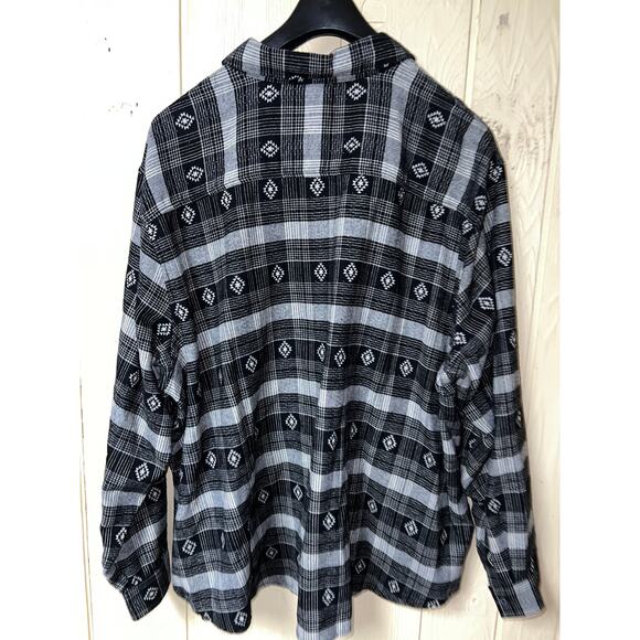 3X Flannel Shirt Plaid Southwest Country Western Top Beefy 100% Cotton NEW - Picture 5 of 8